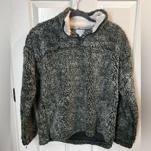 Olive Green Sherpa Quarter Zip Pullover